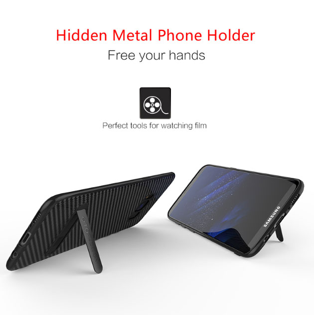 เคส S8 , S8 Plus เคสลายเคฟล่า มีขาตั้ง